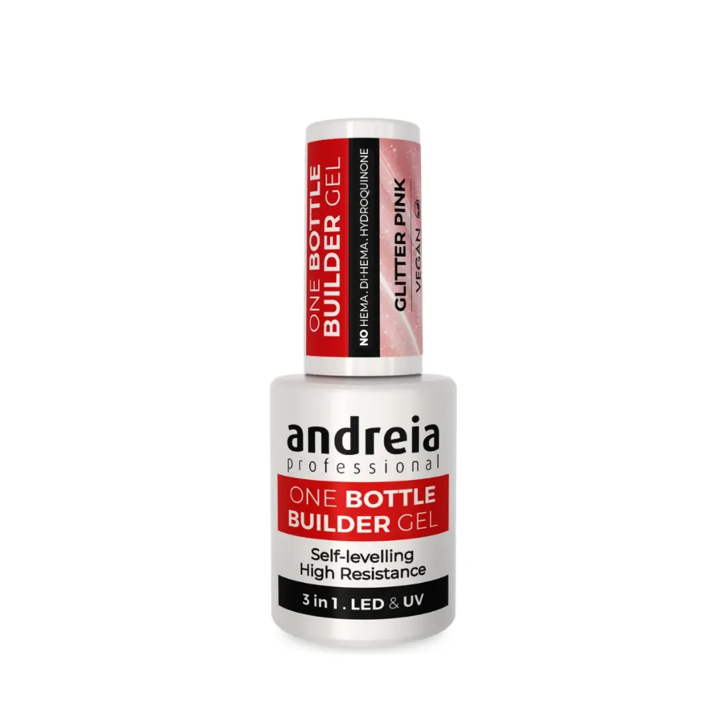 [5603927888918] One Bottle Builder Gel 3in1 "Low Viscosity" Andreia Professional - "Glitter Pink" 14ml